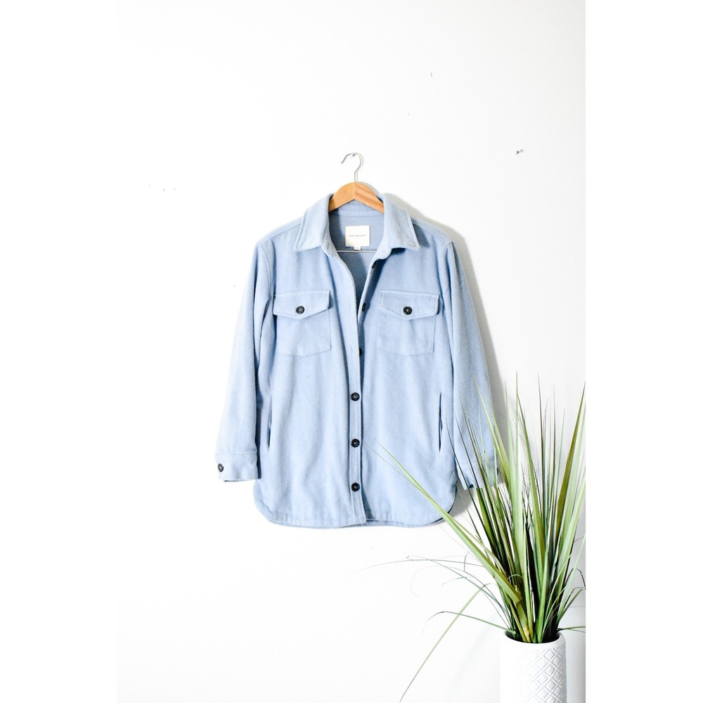 Thread & Supply Shirt Jacket Women Small Blue Modern Fleece Shacket Pockets